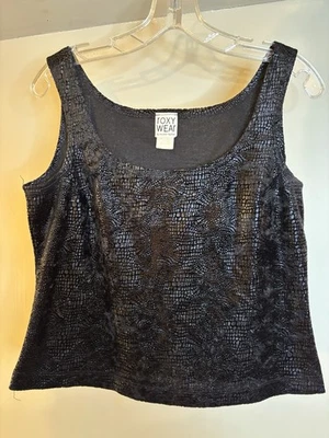 VTG Y2K ROXY WEAR Black Velvet Reptile Print Tank Top M  - Image 1 of 4