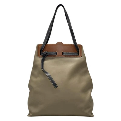 Auth LOEWE Lazo Tote - Gray-Beige Brown Black Leather Tote Bag - Image 1 of 4