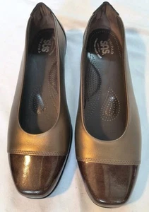 SAS Coco Women's Tripad Bronze Brown Leather Flats Cap Toe Comfort Shoes Sz 9.5 - Picture 1 of 10