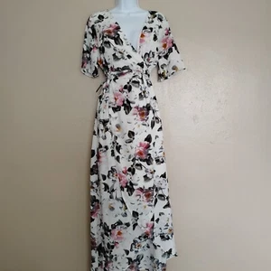 Baltic Born Dress Medium Flowy Floral Wrap Maxi Boho Cottage Core Beach New - Picture 1 of 15