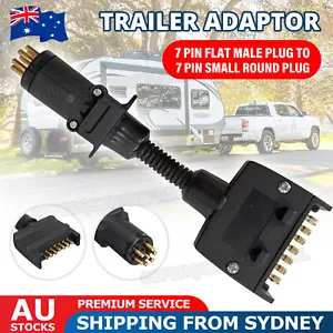 Car Trailer Caravan Adaptor 7 Pin Flat Male Plug To 7 Pin Small Round Plug - Picture 1 of 9