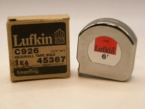 NOS VINTAGE LUFKIN MEZURALL VERCHROMT 6' STAHL MASSBAND C-926 HERGESTELLT IN USA - Bild 1 von 5