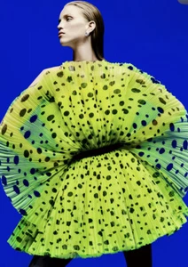 H&M Studio INNOVATION CIRCULAR DESIGN STORY Neon Ruffle Tulle Polka Dot Dress XS - Picture 1 of 8