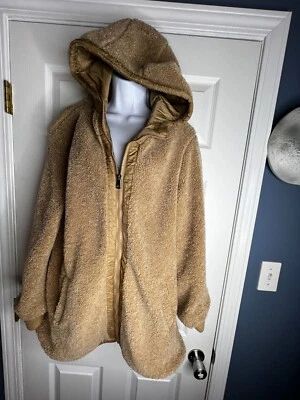 1 Madison Expedition Mujer’s Grande Bronceado Peluche Sherpa Sudadera con Capucha Chaqueta Abrigo L Foto 1 de 4