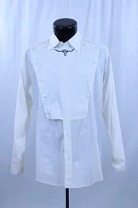 Camicia True Grit manica lunga tinta unita bianca chef corno lungo lavoro USA M M86 - Foto 1 di 13