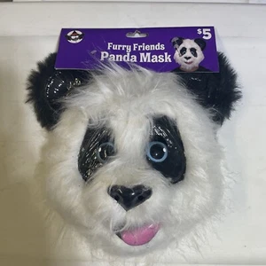 Panda Furry Friends Halloween Animal Costume Half Mask Faux Fur Plastic - Picture 1 of 3