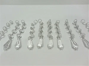 Vintage 5-teiliger Acryl Kristall Speer Kronleuchter Lampe Prisma Teil baumelt - 12 Stck. - Bild 1 von 6