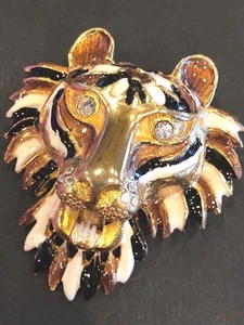 VINTAGE KENNETH JAY LANE ENAMEL TIGER PIN BROOCH  - Picture 1 of 4