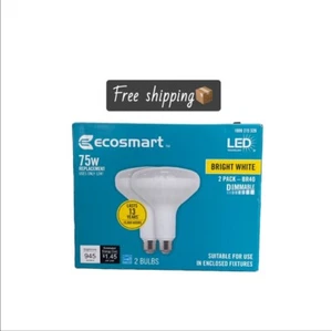 NeW-EcoSmart75-Watt Equivalent BR40 Dimmable LED Light Bulb Bright White(2-Pack) - Picture 1 of 3