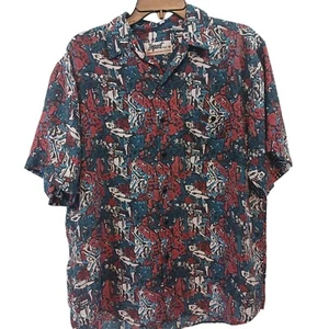 Vtg Impact Shirt Mens Medium Silk Button Down Retro Hawaiian 70s Hippie - Picture 1 of 9