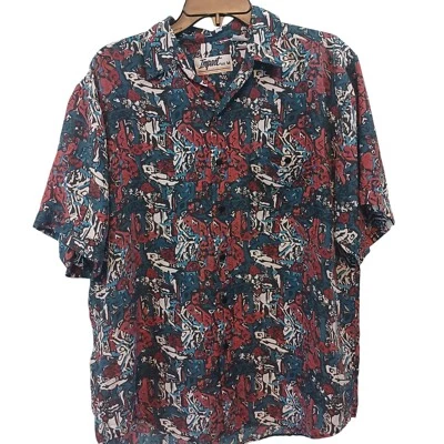 Vtg Impact Shirt Mens Medium Silk Button Down Retro Hawaiian 70s Hippie - Image 1 of 4
