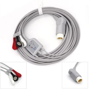 Nuovo 3 cavi ECG EKG cavo 12 pin AHA Snap adatto per HP/Philips - Foto 1 di 11