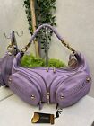 Versace Lilac Leather Cresent Zipper Detail Single Strap Shoulder Bag