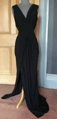 GORGEOUS COAST BLACK STRETCH GRECIAN LONG OCCASION MAXI DRESS SIZE UK 10 - Image 1 of 4