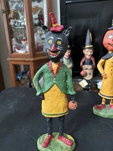 Monnie Wilson Halloween schwarze Katze Dame 16,5" Pappmaché ZURÜCKGENOMMEN - Bild 1 von 5