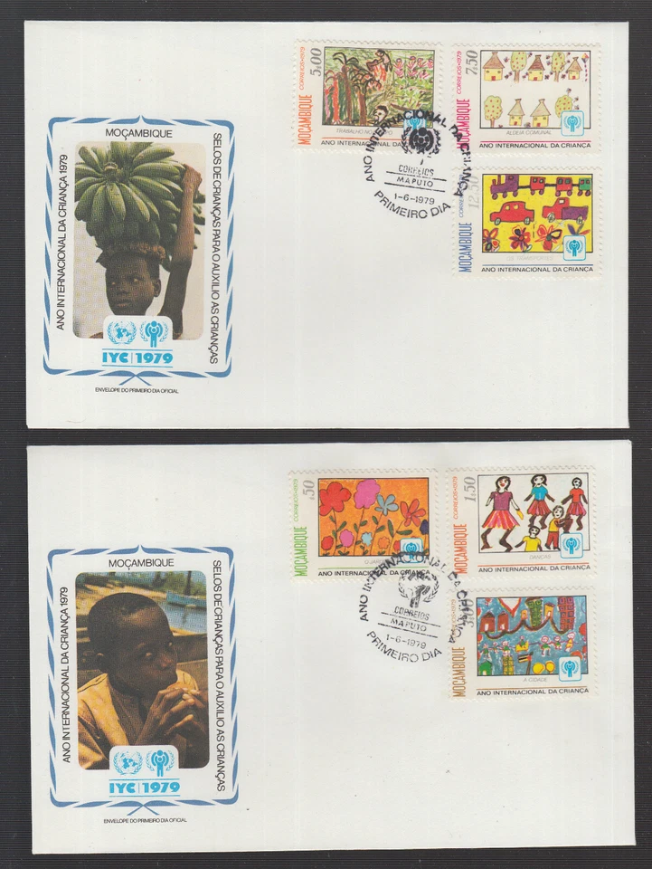 Postal History Mozambique IYC International Year the Child 2 beautiful Large FDC - Image 1 of 1
