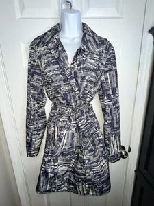 NUEVO SIN ETIQUETAS Coldwater Creek Mujer’s Mediano 8 10 Azul Marino Cinturón Lluvia Abrigo Trench Jacket M - Imagen 1 de 15