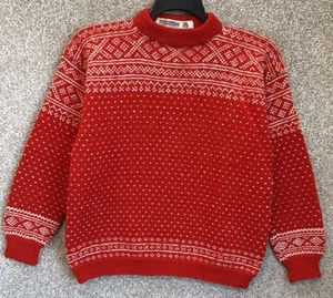 Vintage Husfliden Oslo Norway Fair Isle Birdseye Wool Knit Sweater Size Medium - Picture 1 of 11