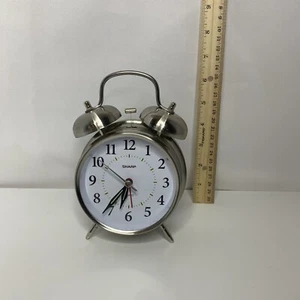 Sharp Desktop Alarm Clock Model: SPC800 Twin Bell Quartz Silver Backlight - Picture 1 of 7
