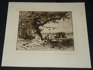 GRAVURE 1914 EUGENE CHARVOT / TAMPON SOCIETE ARTISTIQUE PONTOISE HOTEL DE VILLE - Imagen 1 de 4