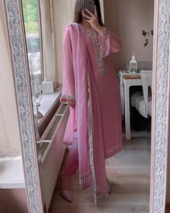 Designer Pakistani Salwar Kameez Ready To Wear Suits Indian Wedding Party Kurta - Picture 1 of 10