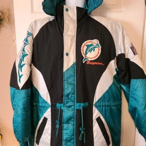 *Rara Chaqueta Larga Vintage Años 90 Miami Dolphins Pro Player Talla Mediana - Imagen 1 de 12