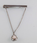 Toboggan clip cravate vintage avec pendentif perle barre d'argent