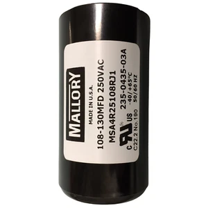 108 130uF Mallory Motor Start Capacitor MSA4R25108RJ1 240V Motors 108-130mfd - Picture 1 of 2
