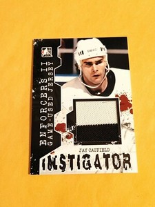 2013-14 JAY CAUFIELD In The Game Enforcers II Instigator Jersey IM-03 Game-Used 