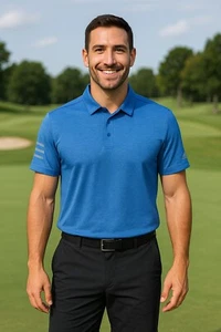 Adidas Aeroready Golf Polo Shirt Blue Mens Size Large Performance Activewear  - Picture 1 of 9