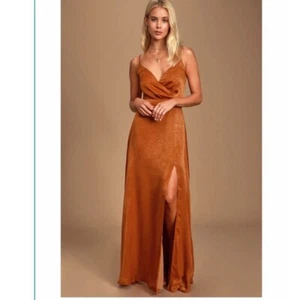 Lulus Size XS Constantine Rust Orange Sleeveless Front Slit Maxi Dress - Picture 1 of 11