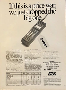PRINT AD 1989 STS Maxwell Portable Cellular Cell Phone Price War Dropped Big One - Picture 1 of 5