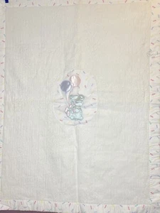 Quiltex Vintage White Acrylic Baby Blanket Teddy Bear Satin Trim 36 x 43” ILGWU - Picture 1 of 13