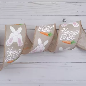 Easter Wired Decorative Ribbon Glitter Bunny Carrot 2.5 in x 20 ft R15 - Picture 1 of 3