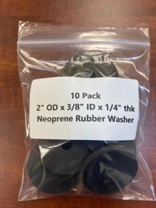 Neoprene Rubber Washer Spacer 2" OD x 3/8" ID x 1/4" thick 10 Pack - Picture 1 of 3