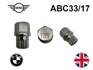 BMW Mini Security Master Tuerca de Rueda de Bloqueo Llave Perno C33 ABC33 17 Spline - Imagen 1 de 1