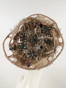 EXQUISITE VICTORIAN WIRED VELVET BONNET W BEADWORK & FEATHERS - Picture 1 of 5