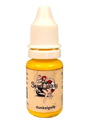 (1997€/L) SAILOR JERRY DUNKELGELB 10ml - INKgrafiX® TATTOO FARBE REACH GELB DE - Bild 1 von 3