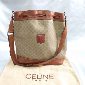 Celine Damen Kordelzug Eimer Schultertasche Tasche Macadam Beige Braun Damen - Bild 1 von 9