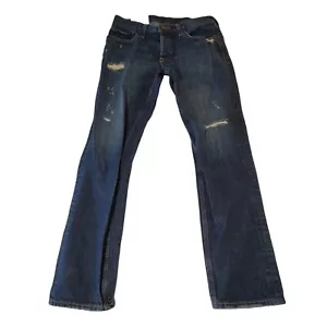 Hollister Herren 31x32 Skinny Dark Wash Distressed Button Fly Jeans - Bild 1 von 8