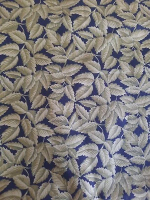 VTG Quilting Fabric 22" X 38" Cotton Green Leaves on Black Background Sewing - Image 1 of 3