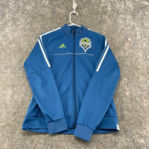 Seattle Sounders Jacket Womens Small White Blue Green Full Zip 2000s Adidas Cover