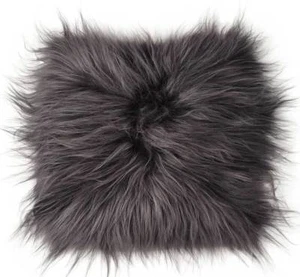 ISLAND LAMMFELL SITZ AUFLAGE STUHLKISSEN SITZKISSEN GRAU ANTHRAZIT 37 x 37 cm - Bild 1 von 5