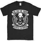 Live Fast Die Young Motorcycle Club Fang Skull Top Hat Męska koszulka