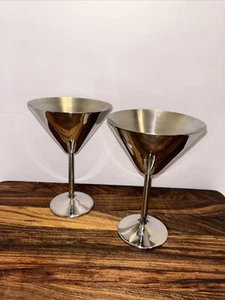 Juego de 2 vasos Martini de acero inoxidable modernos elegantes divertidos - Imagen 1 de 10