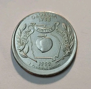 1999 D Georgia State Quarter 25 Cent Off Center Mint Error - Picture 1 of 3
