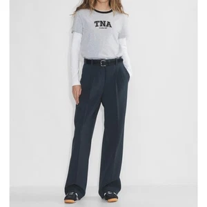 Pantalones Wilfred Aritzia Nuevos con Etiquetas The Effortless Tiro Alto Pierna Ancha Azul Almirante Talla 4 - Imagen 1 de 17