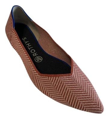 Rothy’s The Point Herringbone Amber Metallic Pointed Toes Comfort  Womens 8.5 - Image 1 of 4
