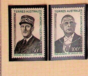 FRENCH SOUTHERN & ANTARCTIC TERR. Sc 52-3 NH ISSUE OF 1971 - PRESIDENT de GAULLE - Picture 1 of 1
