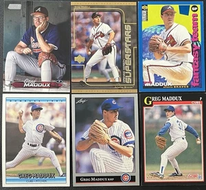 6 Card Baseball Lot Greg Maddux Cubs / Braves Fantasy Team , Superstars & More - Picture 1 of 7